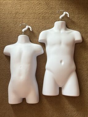 Pair of White Child Torso Mannequins with Hangers